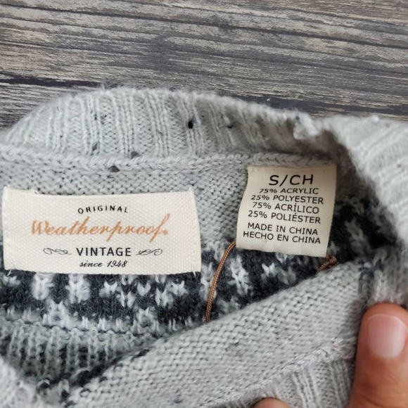 Original Weatherproof Vintage Light Grey Fairisle Sweater - Picture 7 of 10